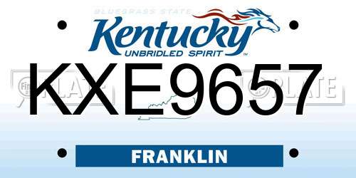 KXE9657 Kentucky License Plate