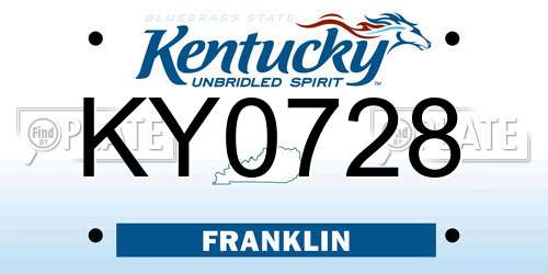 KY0728 Kentucky License Plate