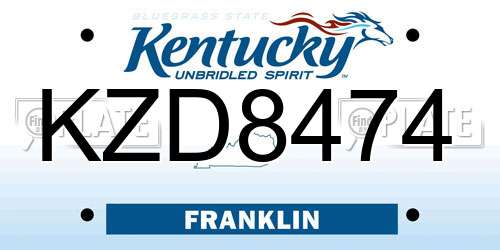 KZD8474 Kentucky License Plate