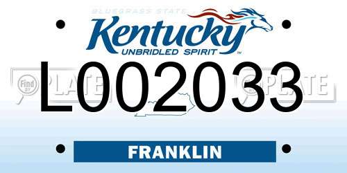 L002033 Kentucky License Plate