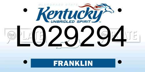 L029294 Kentucky License Plate