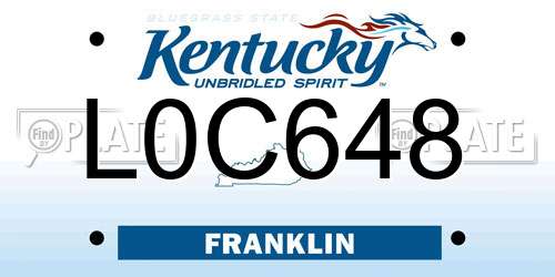 L0C648 Kentucky License Plate