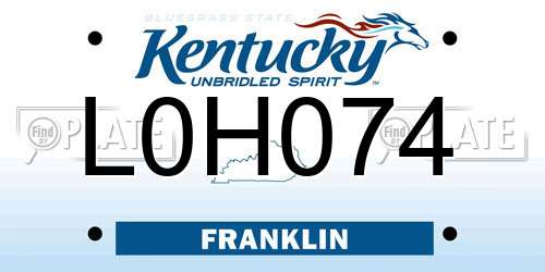 L0H074 Kentucky License Plate