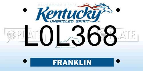 L0L368 Kentucky License Plate