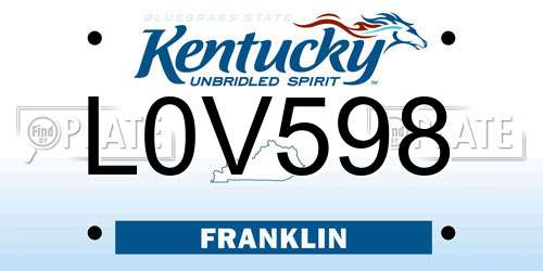 L0V598 Kentucky License Plate