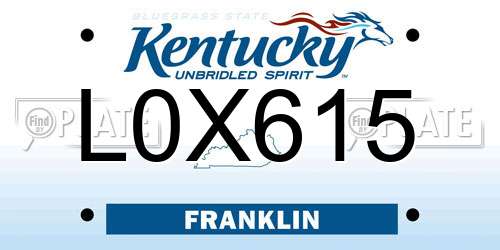 L0X615 Kentucky License Plate