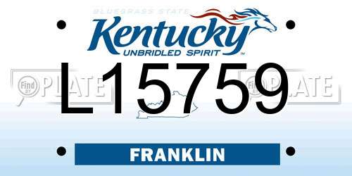 L15759 Kentucky License Plate