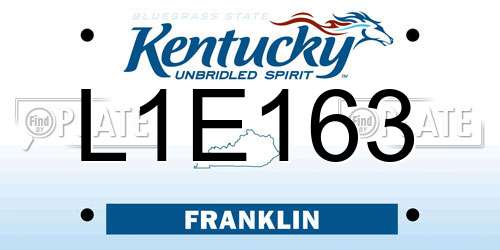 L1E163 Kentucky License Plate