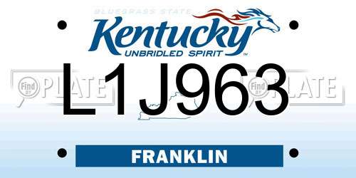 L1J963 Kentucky License Plate