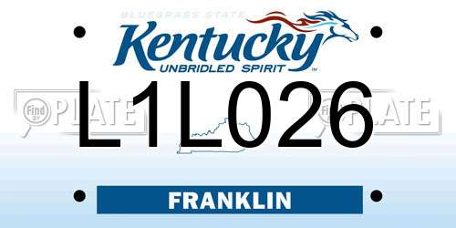 L1L026 Kentucky License Plate