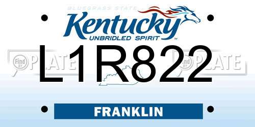 L1R822 Kentucky License Plate