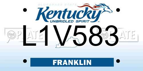 L1V583 Kentucky License Plate