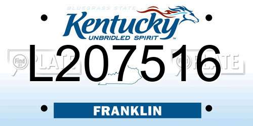 L207516 Kentucky License Plate