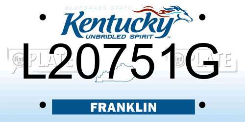 L20751G Kentucky License Plate