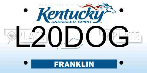 L20DOG Kentucky License Plate