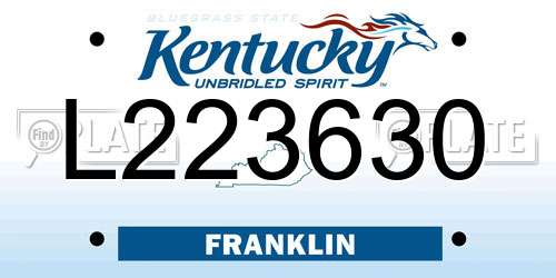 L223630 Kentucky License Plate