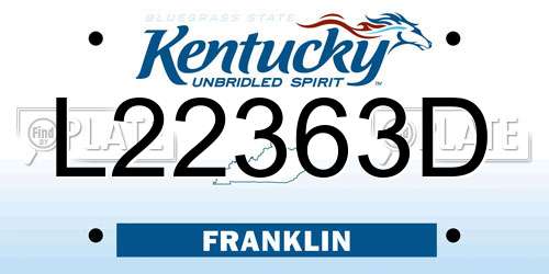 L22363D Kentucky License Plate