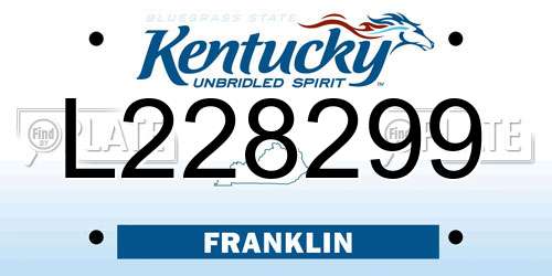 L228299 Kentucky License Plate