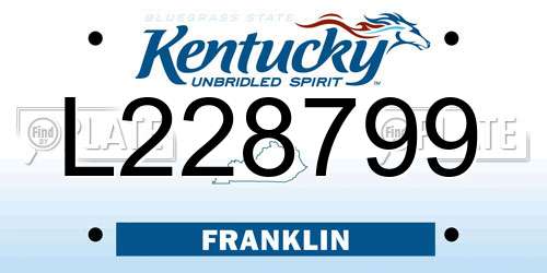 L228799 Kentucky License Plate