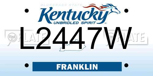 L2447W Kentucky License Plate