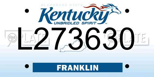 L273630 Kentucky License Plate