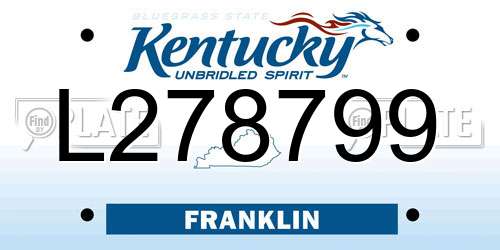 L278799 Kentucky License Plate