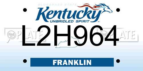 L2H964 Kentucky License Plate