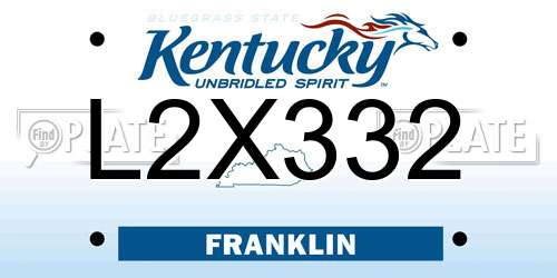 L2X332 Kentucky License Plate