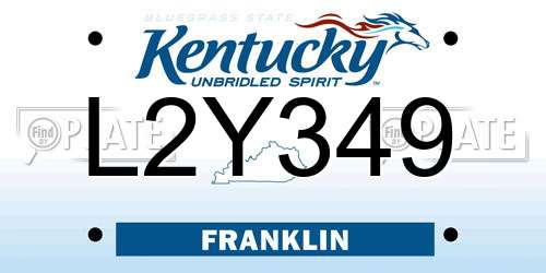 L2Y349 Kentucky License Plate