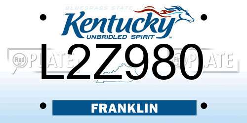 L2Z980 Kentucky License Plate