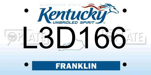 L3D166 Kentucky License Plate