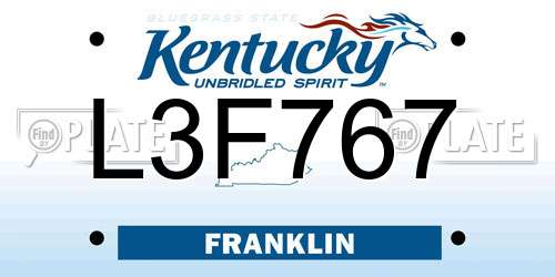 L3F767 Kentucky License Plate