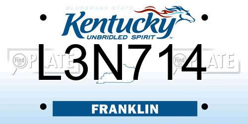 L3N714 Kentucky License Plate