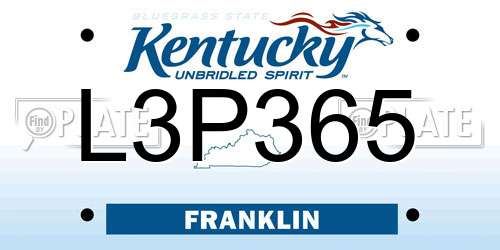L3P365 Kentucky License Plate