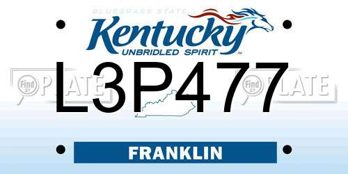L3P477 Kentucky License Plate