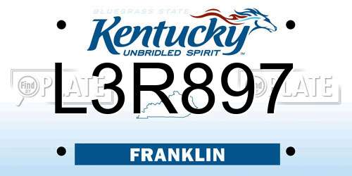 L3R897 Kentucky License Plate