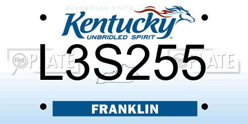 L3S255 Kentucky License Plate