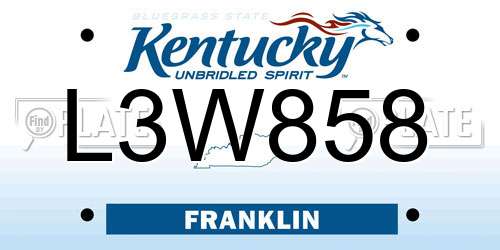 L3W858 Kentucky License Plate