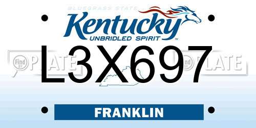 L3X697 Kentucky License Plate