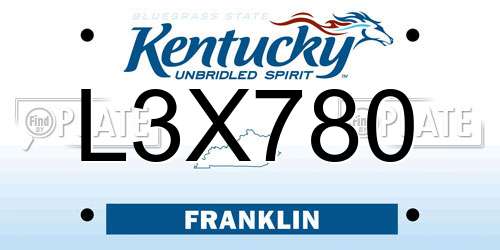 L3X780 Kentucky License Plate