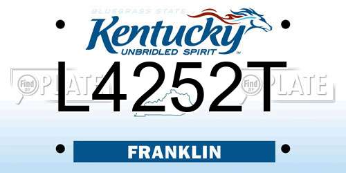 L4252T Kentucky License Plate