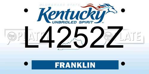 L4252Z Kentucky License Plate
