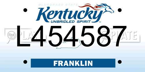 L454587 Kentucky License Plate