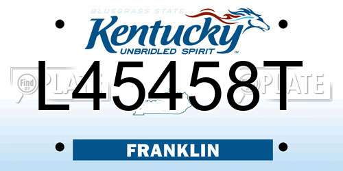 L45458T Kentucky License Plate