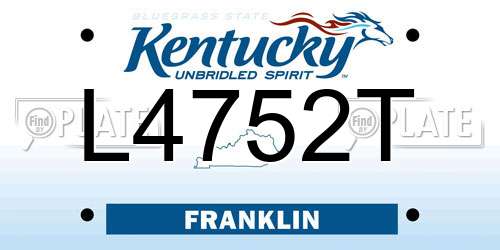 L4752T Kentucky License Plate