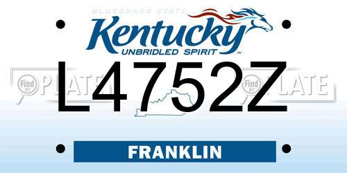 L4752Z Kentucky License Plate