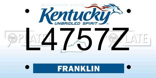 L4757Z Kentucky License Plate