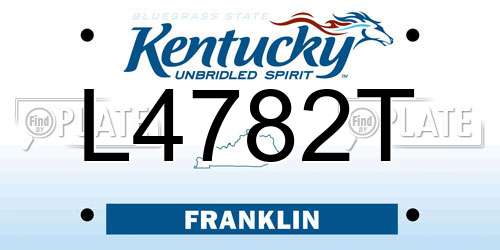 L4782T Kentucky License Plate