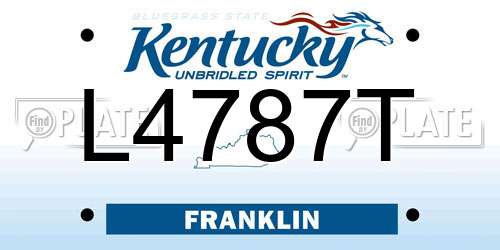 L4787T Kentucky License Plate