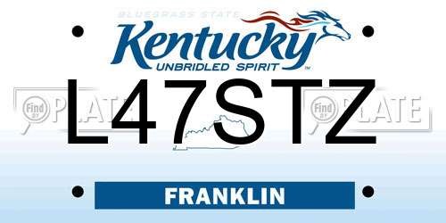 L47STZ Kentucky License Plate